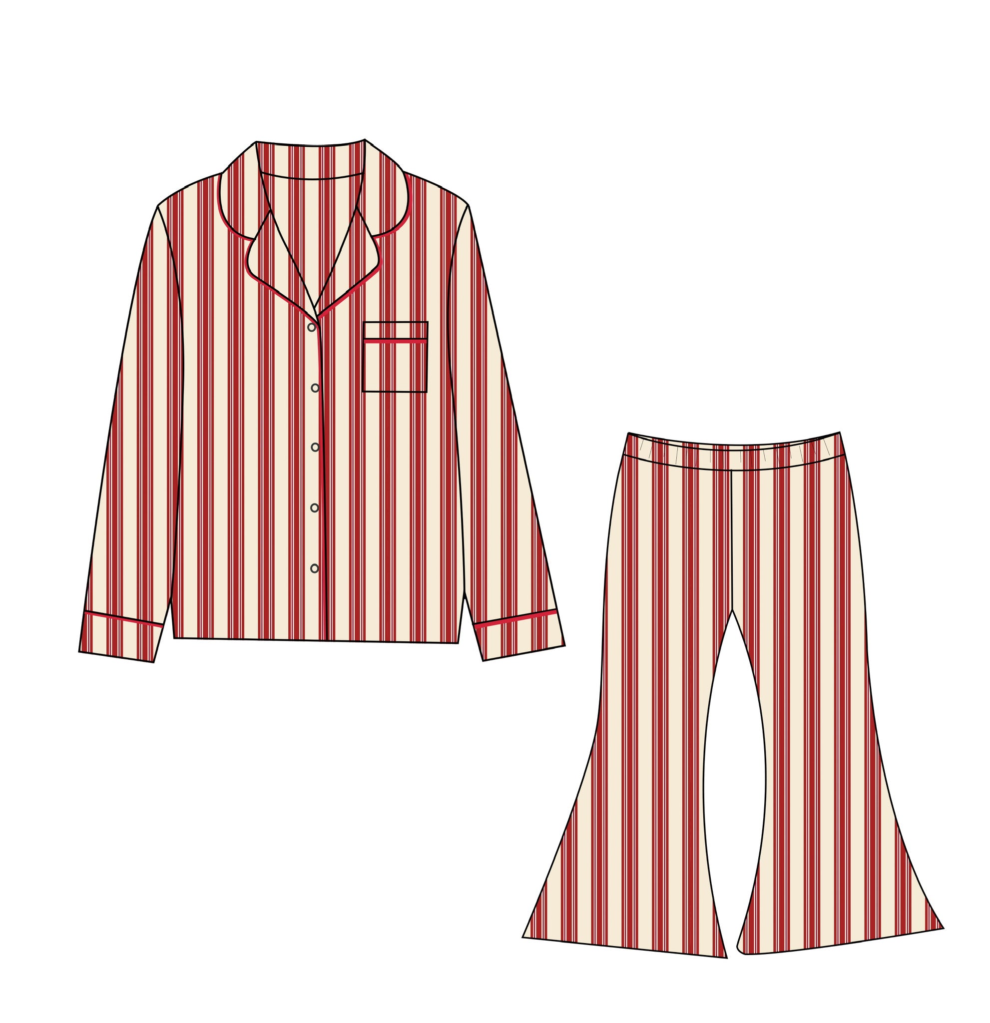PRESALE: Candy Cane Stripe | Flared Pant Set (Est. Ship Date 11/10)