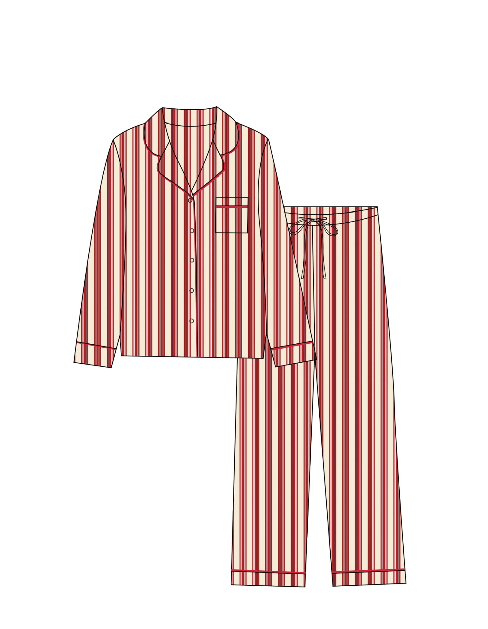 PRESALE: Candy Cane Stripe | Women's Long Sleeve Pant Set (Est. Ship Date 11/10)