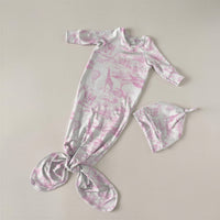 Baby Pink Safari | Knotted Gown + Beanie